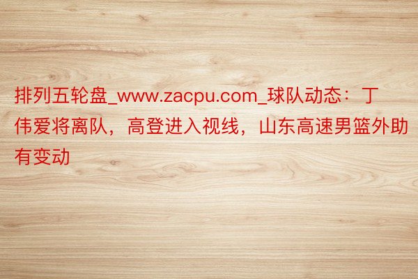 排列五轮盘_www.zacpu.com_球队动态：丁伟爱将离队，高登进入视线，山东高速男篮外助有变动
